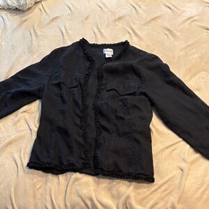 Chico's Black Ruffle Trim Jacket